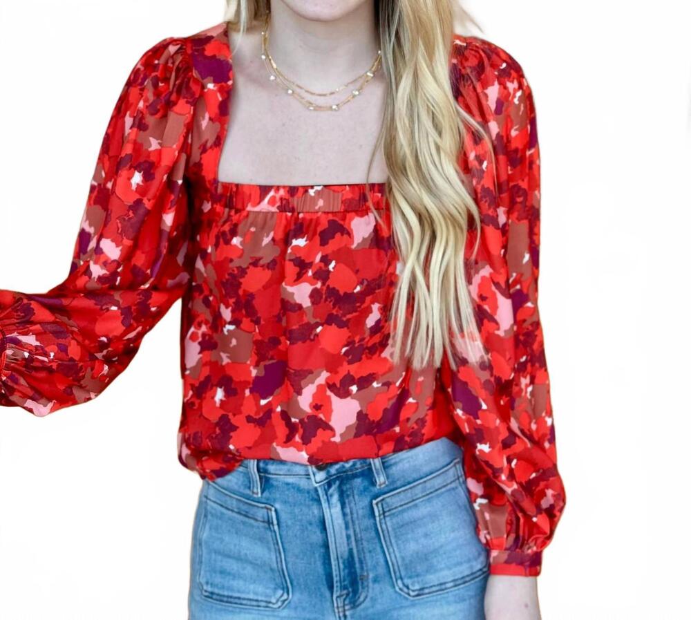 NEW LUCCA lucia long sleeve top in red